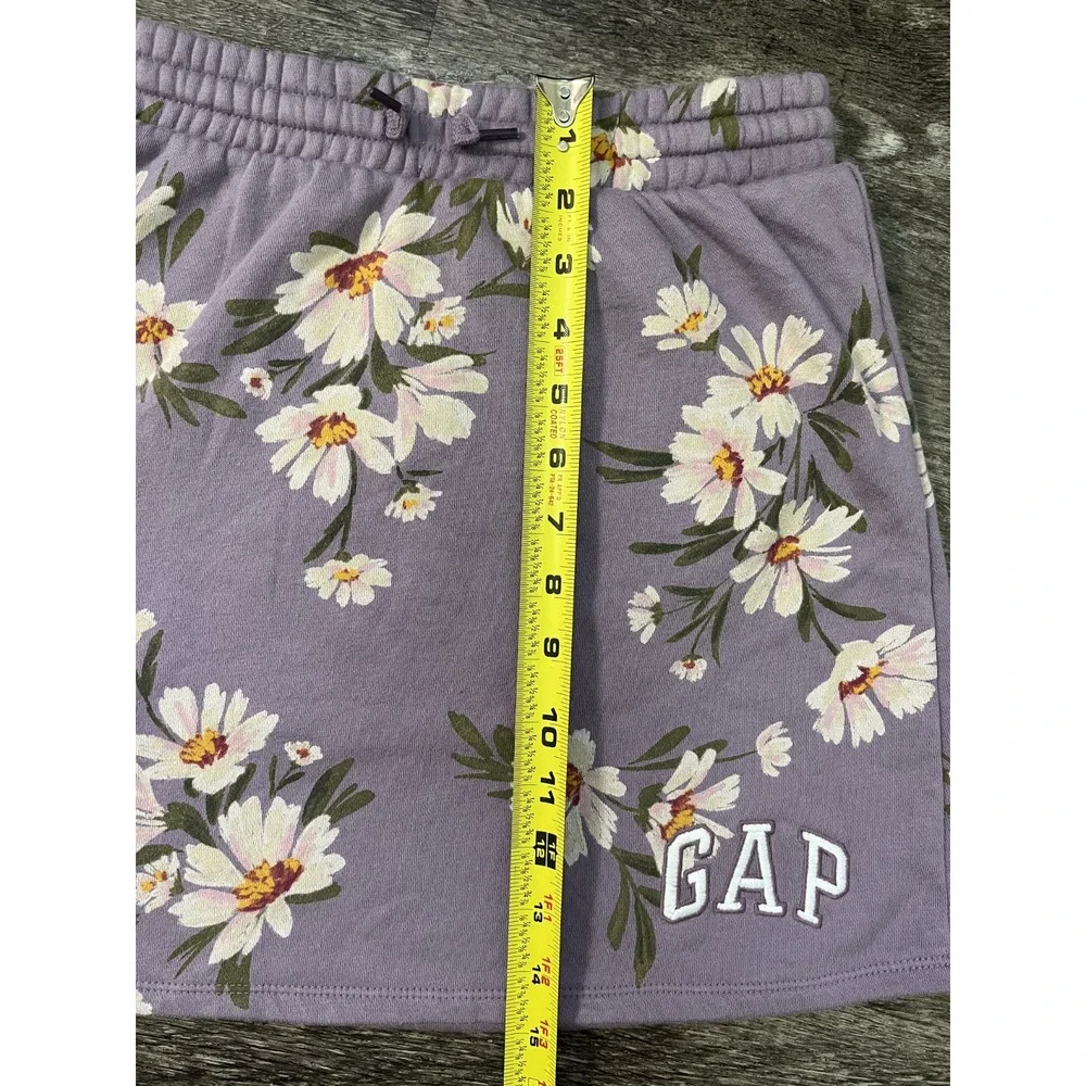 GAP Kids Girls Size XXL (12-16) Purple Floral Skort Drawstrings Embroidered Logo